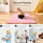 Ehayx Pink Rug for Bedroom, 2x3 Fluffy Area Rugs for Living Room, Small Fuzzy Shag Soft Carpet with 4 Non-Slip Adhesive Strips for Kids Boys and Girls Nursery Dorm Room Home Decor (2ft X 3ft)