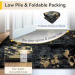 RELEANY Washable Area Rugs 5'x7' Non-Slip Modern Abstract Soft for Living Room Entryway Bedroom Nursery, Print Pattern, Dark Black Gold