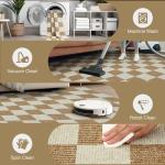 Washable Rug 5x7 Checkered Rug, Beige and White Area Rug, Boho Large Rugs for Living Room, Low Pile Lightweight Indoor Carpet with Non-Slip Backing for Bedroom Classroom Playroom Kids