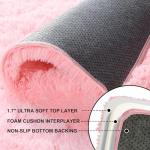 Ehayx Pink Rug for Bedroom, 2x3 Fluffy Area Rugs for Living Room, Small Fuzzy Shag Soft Carpet with 4 Non-Slip Adhesive Strips for Kids Boys and Girls Nursery Dorm Room Home Decor (2ft X 3ft)