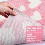 Duraaamo Valentines Bathroom Rug 16 x 24 Inch Pink Love Heart Tufted Bath Mat Decoration Absorbent Non Slip Rectangle Anniversary Wedding Mat Floor Doormats Rugs for Bathroom Living Room Home Decor