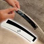 8 Packs Rug Gripper Pads for 4x4 to 6x6 Feet Circle Area Rugs, Curved Non-Slip Rug Tape to Keep Round Carpet Flat for Hardwood Floors Tile Floors - Black