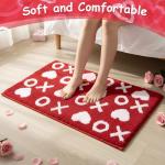 Drydiet Valentines Bathroom Rug XOXO Heart Kitchen Rug 20 x 32 Inches Non Slip Water Absorbent Bath Mat for Valentines Kitchen Entrance Shower Floor Decor