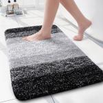 Arotive Microfiber Bathroom Rugs, Shaggy Soft and Absorbent Bath Rug, Non-Slip, Thick Plush Machine Washable Dry Bath Mats for Bathroom, Tub and Shower, 24x16, Black, Rectangular