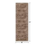 Brown Boho Washable 2x6 Runner Rugs for Hallway Kitchen Bedroom Beside Laundry Room Bathroom Rug, Pet & Kids Friendly, Non Slip Low Pile Stain Resistant Soft Faux Wool Long 24 x 72 Floor Carpet