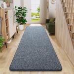 Chicrug Modern 2x6 Runner Rugs for Bedroom Living Room, Memory Foam Low-Pile Hallway Carpet Runner Rug for Entryway Kitchen, Throw Small Kids Rug for Bedside Dorm Room Decor, Dark Blue and White