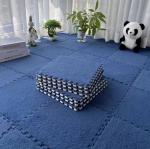 12 Pcs Kids Foam Interlocking Carpet Tiles with Border, Thick Carpet Squares Plush Floor Playmats Baby Crawling Rug - 49" x 37" (Navy Blue, 12 Tiles)