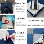 12 Pcs Kids Foam Interlocking Carpet Tiles with Border, Thick Carpet Squares Plush Floor Playmats Baby Crawling Rug - 49" x 37" (Navy Blue, 12 Tiles)