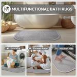 YDKGL Ultra Thin Bathroom Rugs Mat Quick Dry Absorbent Non Slip Bath Mat Bath Mats for Bathtub Mat Bathroom Carpet Fit Under Door Washable Floor Rubber Half Round Bath Rugs Grey 16x24