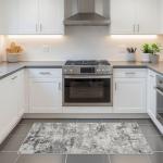 HILORUUG 2x4 Rug Washable Entryway: Non Slip Abstract Runner for Kitchen Bathroom - Modern Minimalist Low Pile Stain Resistant Thin Indoor Floor Mat - 2x4 Black Grey