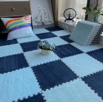 12 Pcs Kids Foam Interlocking Carpet Tiles with Border, Thick Carpet Squares Plush Floor Playmats Baby Crawling Rug - 49" x 37" (Navy Blue, 12 Tiles)