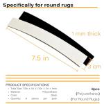 8 Packs Rug Gripper Pads for 4x4 to 6x6 Feet Circle Area Rugs, Curved Non-Slip Rug Tape to Keep Round Carpet Flat for Hardwood Floors Tile Floors - Black