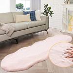 ORINOVA Pink Plush Washable Fluffy Fur Rugs for Living Room Shag Faux Rabbit Fuzzy Fur Area Rugs for Bedroom 2x6 Rug Oblong Nursery Rug