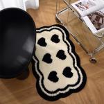 Bathroom Modern Rugs Non-Slip Black with White Mats Funny Heart Design Washable Bath Rugs Microfiber (WhiteA-Double Heart, 2'8"x1'8"(Oblong))