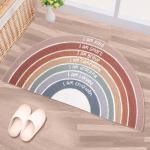 Drydiet Rainbow Doormat Welcome Door Mat Semi-Circular Area Rug with Inspirational Quote Boho Non-Slip Floor Front Doormat Resist Dirt Carpet for Girls Room Classroom 35.43"x17.72"(Neutral)