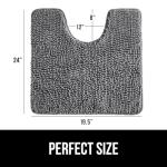 GORILLA GRIP Plush Absorbent Shaggy Chenille Bath Rug Mat for Oval Toilet Base with Rubber Backing, Machine Washable Rugs, Soft Microfiber Contour Mats for Toilets, Bathroom Decor, Grey