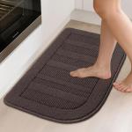 BEQHAUSE 30x18 Inch Kitchen Rug Mat Durable Kitchen Rugs Non-Slip Washable Absorbent Kitchen Mats for Floor Dirt-Resistant Semicircular Kitchen Mat (Brown)