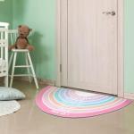Drydiet Rainbow Doormat Welcome Door Mat Semi-Circular Area Rug with Inspirational Quote Boho Non-Slip Floor Front Doormat Resist Dirt Carpet for Girls Room Classroom 35.43"x17.72"(Pink Pastel)