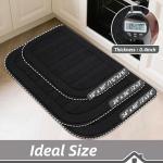 BEQHAUSE 30x18 Inch Kitchen Rug Mat Durable Kitchen Rugs Non-Slip Washable Absorbent Kitchen Mats for Floor Dirt-Resistant Semicircular Kitchen Mat (Black)
