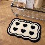 Bathroom Modern Rugs Non-Slip Black with White Mats Funny Heart Design Washable Bath Rugs Microfiber (WhiteA-Double Heart, 2'8"x1'8"(Oblong))