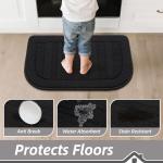 BEQHAUSE 30x18 Inch Kitchen Rug Mat Durable Kitchen Rugs Non-Slip Washable Absorbent Kitchen Mats for Floor Dirt-Resistant Semicircular Kitchen Mat (Black)