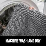 GORILLA GRIP Plush Absorbent Shaggy Chenille Bath Rug Mat for Oval Toilet Base with Rubber Backing, Machine Washable Rugs, Soft Microfiber Contour Mats for Toilets, Bathroom Decor, Grey