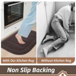 BEQHAUSE 30x18 Inch Kitchen Rug Mat Durable Kitchen Rugs Non-Slip Washable Absorbent Kitchen Mats for Floor Dirt-Resistant Semicircular Kitchen Mat (Brown)