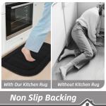 BEQHAUSE 30x18 Inch Kitchen Rug Mat Durable Kitchen Rugs Non-Slip Washable Absorbent Kitchen Mats for Floor Dirt-Resistant Semicircular Kitchen Mat (Black)