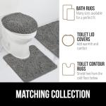 GORILLA GRIP Plush Absorbent Shaggy Chenille Bath Rug Mat for Oval Toilet Base with Rubber Backing, Machine Washable Rugs, Soft Microfiber Contour Mats for Toilets, Bathroom Decor, Grey