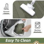 BEQHAUSE 30x18 Inch Kitchen Rug Mat Durable Kitchen Rugs Non-Slip Washable Absorbent Kitchen Mats for Floor Dirt-Resistant Semicircular Kitchen Mat (Green)