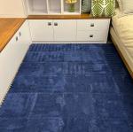 12 Pcs Kids Foam Interlocking Carpet Tiles with Border, Thick Carpet Squares Plush Floor Playmats Baby Crawling Rug - 49" x 37" (Navy Blue, 12 Tiles)