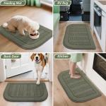 BEQHAUSE 30x18 Inch Kitchen Rug Mat Durable Kitchen Rugs Non-Slip Washable Absorbent Kitchen Mats for Floor Dirt-Resistant Semicircular Kitchen Mat (Green)