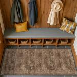 Brown Boho Washable 2x6 Runner Rugs for Hallway Kitchen Bedroom Beside Laundry Room Bathroom Rug, Pet & Kids Friendly, Non Slip Low Pile Stain Resistant Soft Faux Wool Long 24 x 72 Floor Carpet