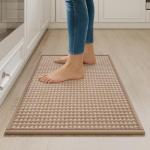 YDKGL Kitchen Rugs Mat Non Slip Washable, Super Absorbent Kitchen Mats for Floor, Rubber Backing Soft Braided Standing Floor Mats Sink Mat Runner Rug, Easy to Clean and Maintain, Brown 17"x30"