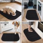 BEQHAUSE 30x18 Inch Kitchen Rug Mat Durable Kitchen Rugs Non-Slip Washable Absorbent Kitchen Mats for Floor Dirt-Resistant Semicircular Kitchen Mat (Black)