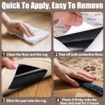 Premium Rug Grippers & Carpet Tape – 12PCS Square Anti-Slip Pads for Area Rugs, 3.9 Inch, Prevent Curling & Sliding, Ideal for Hardwood, Tile, Marble, and Laminate Floors