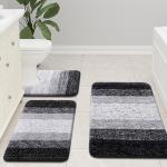 Arotive Microfiber Bathroom Rugs, Shaggy Soft and Absorbent Bath Rug, Non-Slip, Thick Plush Machine Washable Dry Bath Mats for Bathroom, Tub and Shower, 24x16, Black, Rectangular