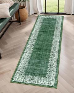 Lahome 2x6 Green Bathroom Runner Rugs Non Slip Washable,Carpet Runners for Hallway 6ft Kitchen Rug