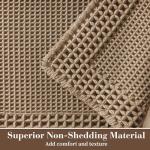 RESARE Waffle Bath Mat for Bathroom, Super Absorbent Bathroom Rugs Non Slip Machine Washable, Ultra Soft Quick Dry Boho Bath Rugs with Tassels for Floor, Upgraded Bordered Design, 24"x36" Brown