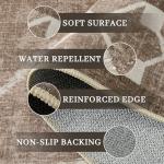 Woottpe 4x6 Area Rugs for Bedroom Living Room, Machine Washable Low Pile Rugs, Non Slip Modern Bordered Print Indoor Carpet for Entryway Office Dining Room Dorm Home Decor, Brown