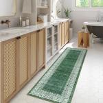 Lahome 2x6 Green Bathroom Runner Rugs Non Slip Washable,Carpet Runners for Hallway 6ft Kitchen Rug