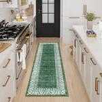 Lahome 2x6 Green Bathroom Runner Rugs Non Slip Washable,Carpet Runners for Hallway 6ft Kitchen Rug