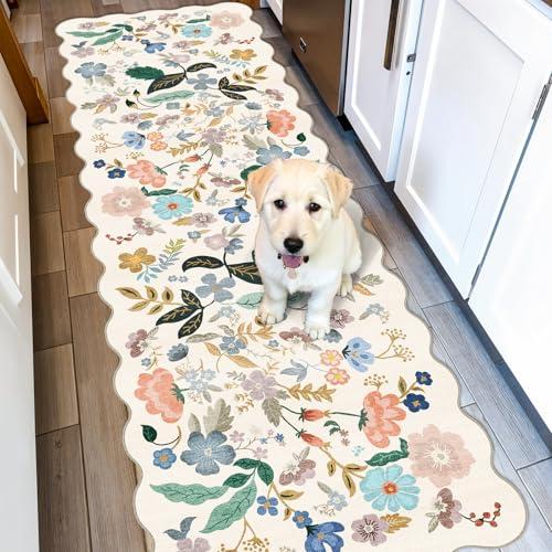 Floral Washable 2x6 Hallway Runner Rug