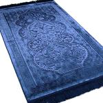 Modefa Prayer Rug - Luxury Velvet Muslim Prayer Rug with Tasbih Beads Soft Elegant Prayer Mat Meditation Mat - Plain Solid Turkish Prayer Matt Islam Ramadan Eid Gift - Paisley (Navy Blue)