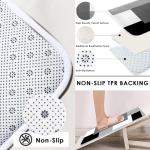 Tayney Grey Geometric Shower Curtain Set with Toilet Lid Cover and Non-Slip Rugs for Bathroom, Black White Checkered 4 Pcs Shower Curtain, Modern Abstract Bathroom Set with 12 Hooks