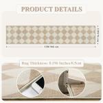 Beeiva Checkered Print Carpet Runners for Hallway 12ft, Beige Neutral Washable Long Hallway Runner Rug 2.5x12, Moroccan Gingham Diamond Carpet Ultra Thin Faux Wool Rug for Kitchen Decor