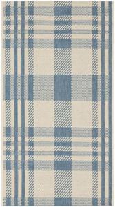 SAFAVIEH Washable Rug Outdoor Courtyard Collection - 2' x 3'7", Beige & Blue, Plaid Pattern, Non-Shedding & Easy Cleaning, Ideal for Patio, Front Door, Entryway, Doormat (CY6201-233)