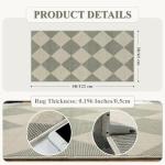 Beeiva Checkered Rug Runners for Hallways Non Slip, 2x4 Washable Runner Rug for Kitchen Ultra Thin Green Entryway Runner, Gingham Diamond Decor Farmhouse Throw Carpet for Bathroom Laundry