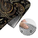 Besbapes Luxury Shower Mat Paisley Gold Black Pattern 2 Pack Bathroom Rug Mat Set for Bath Room Hotel Spa, Quick Dry Non-Slip Entrance Mat - Throw Bath Rugs + Contour Rug