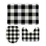 ZHIMI Bathroom Rugs Mats Set 3 Piece Non Slip Bath Rugs ﻿Plaid Pattern White Black Mats Absorbent Shower Rug Soft Toilet Floor Carpet Doormat Machine Washable